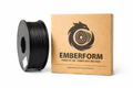 Spool of black PETG Carbon fiber 3D printer filament next to Emberform packaging on a white background 3D Printing Lebanon